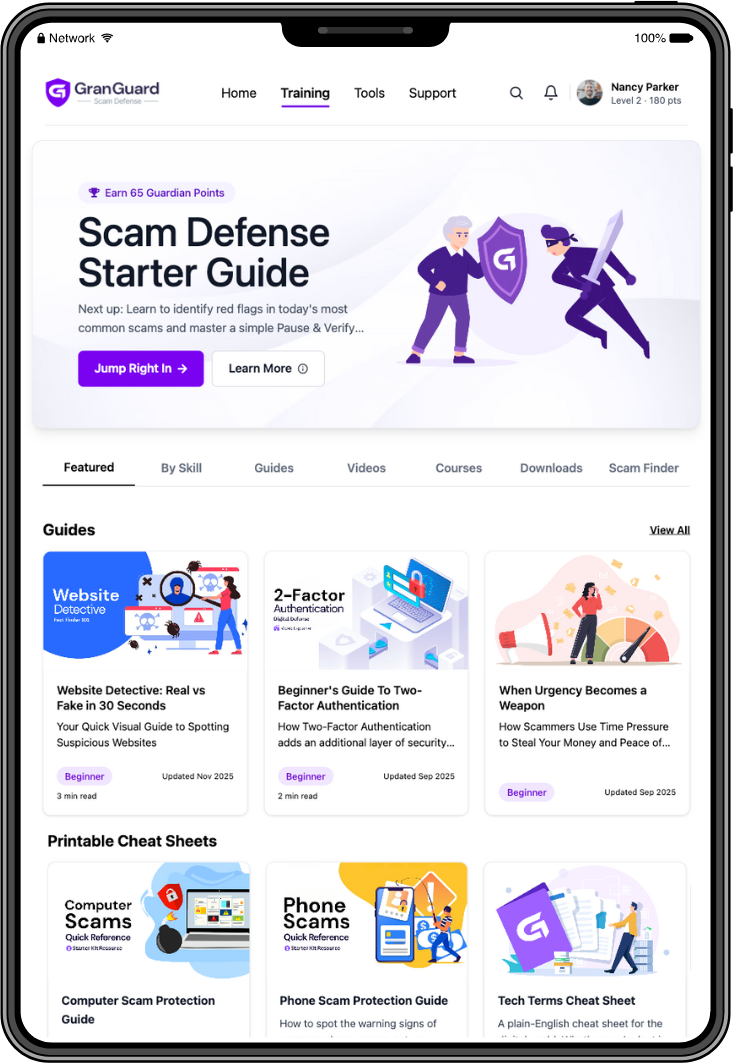 GranGuard mobile threat reporting screen
