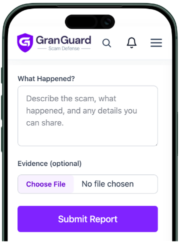 GranGuard human support chat interface showing scam verification assistance